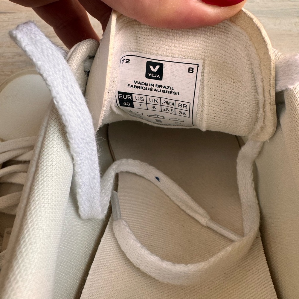 Veja Campo T2 Leather Casual Trainers, White Orange Size 7 - Picture 6 of 9